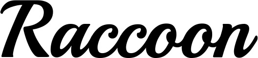 Vorschau des Bootsnamens "Raccoon" als Schriftzug für "Bootsbeschriftung Klassisch 86"