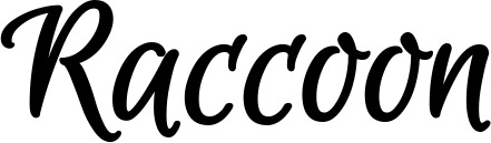 Vorschau des Bootsnamens "Raccoon" als Schriftzug für "Bootsbeschriftung Klassisch 105"