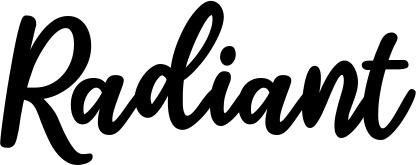 Vorschau des Bootsnamens "Radiant" als Schriftzug für "Bootsbeschriftung Klassisch 74"