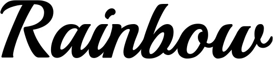 Vorschau des Bootsnamens "Rainbow" als Schriftzug für "Bootsbeschriftung Klassisch 86"