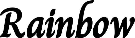 Vorschau des Bootsnamens "Rainbow" als Schriftzug für "Bootsbeschriftung Klassisch 51"