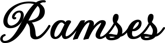 Vorschau des Bootsnamens "Ramses" als Schriftzug für "Bootsbeschriftung Klassisch 69"