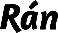 Vorschau des Bootsnamens "Rán" als Schriftzug für "Bootsbeschriftung Kursiv 01"