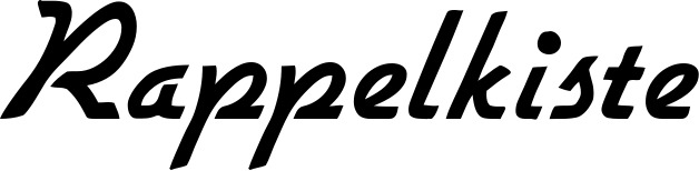 Vorschau des Bootsnamens "Rappelkiste" als Schriftzug für "Bootsbeschriftung Klassisch 66"