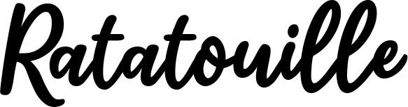 Vorschau des Bootsnamens "Ratatouille" als Schriftzug für "Bootsbeschriftung Klassisch 74"