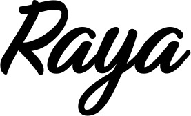 Vorschau des Bootsnamens "Raya" als Schriftzug für "Bootsbeschriftung Klassisch 48"