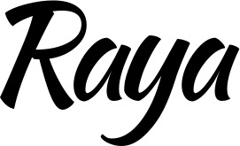 Vorschau des Bootsnamens "Raya" als Schriftzug für "Bootsbeschriftung Klassisch 73"
