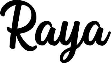 Vorschau des Bootsnamens "Raya" als Schriftzug für "Bootsbeschriftung Klassisch 43"