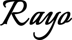 Vorschau des Bootsnamens "Rayo" als Schriftzug für "Bootsbeschriftung Klassisch 58"