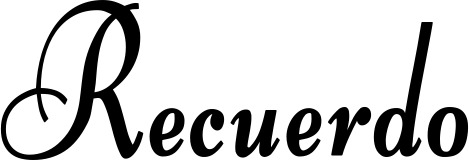 Vorschau des Bootsnamens "Recuerdo" als Schriftzug für "Bootsbeschriftung Klassisch 76"