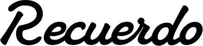 Vorschau des Bootsnamens "Recuerdo" als Schriftzug für "Bootsbeschriftung Klassisch 65"