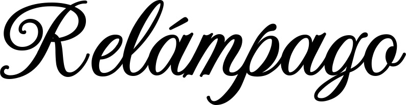 Vorschau des Bootsnamens "Relámpago" als Schriftzug für "Bootsbeschriftung Klassisch 70"