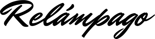 Vorschau des Bootsnamens "Relámpago" als Schriftzug für "Bootsbeschriftung Klassisch 82"