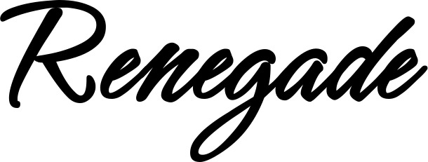 Vorschau des Bootsnamens "Renegade" als Schriftzug für "Bootsbeschriftung Klassisch 71"