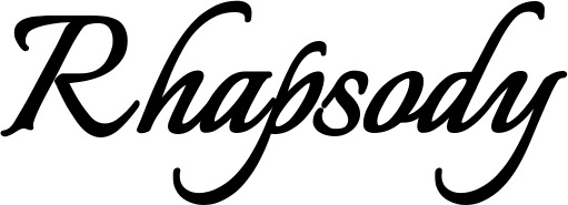 Vorschau des Bootsnamens "Rhapsody" als Schriftzug für "Bootsbeschriftung Klassisch 58"