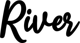 Vorschau des Bootsnamens "River" als Schriftzug für "Bootsbeschriftung Klassisch 74"