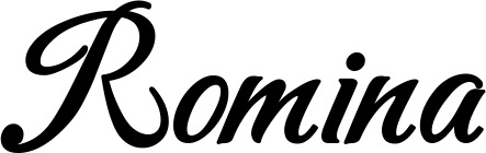 Vorschau des Bootsnamens "Romina" als Schriftzug für "Bootsbeschriftung Klassisch 50"