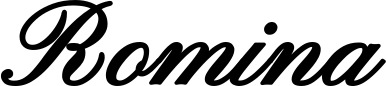 Vorschau des Bootsnamens "Romina" als Schriftzug für "Bootsbeschriftung Klassisch 107"