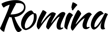 Vorschau des Bootsnamens "Romina" als Schriftzug für "Bootsbeschriftung Klassisch 73"