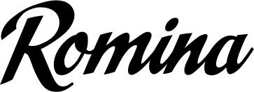 Vorschau des Bootsnamens "Romina" als Schriftzug für "Bootsbeschriftung Klassisch 29"