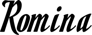 Vorschau des Bootsnamens "Romina" als Schriftzug für "Bootsbeschriftung Klassisch 93"