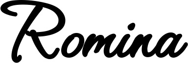 Vorschau des Bootsnamens "Romina" als Schriftzug für "Bootsbeschriftung Klassisch 111"