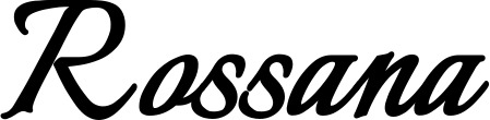 Vorschau des Bootsnamens "Rossana" als Schriftzug für "Bootsbeschriftung Klassisch 58"