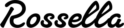 Vorschau des Bootsnamens "Rossella" als Schriftzug für "Bootsbeschriftung Klassisch 65"