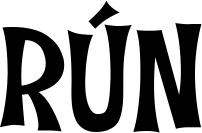 Vorschau des Bootsnamens "Rún" als Schriftzug für "Bootsbeschriftung Klassisch 27"