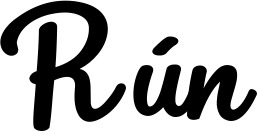 Vorschau des Bootsnamens "Rún" als Schriftzug für "Bootsbeschriftung Klassisch 75"
