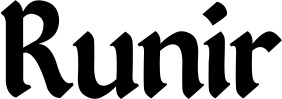 Vorschau des Bootsnamens "Runir" als Schriftzug für "Bootsbeschriftung Klassisch 06"