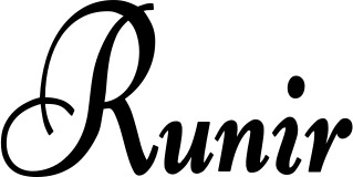 Vorschau des Bootsnamens "Runir" als Schriftzug für "Bootsbeschriftung Klassisch 76"