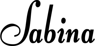 Vorschau des Bootsnamens "Sabina" als Schriftzug für "Bootsbeschriftung Klassisch 76"