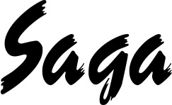 Vorschau des Bootsnamens "Saga" als Schriftzug für "Bootsbeschriftung Neu 10"