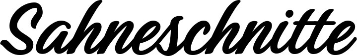 Vorschau des Bootsnamens "Sahneschnitte" als Schriftzug für "Bootsbeschriftung Klassisch 48"