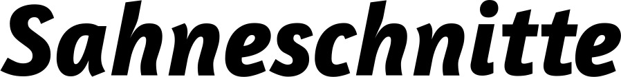 Vorschau des Bootsnamens "Sahneschnitte" als Schriftzug für "Bootsbeschriftung Kursiv 01"