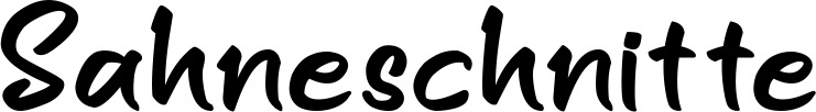 Vorschau des Bootsnamens "Sahneschnitte" als Schriftzug für "Bootsbeschriftung Klassisch 95"