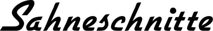 Vorschau des Bootsnamens "Sahneschnitte" als Schriftzug für "Bootsbeschriftung Klassisch 66"