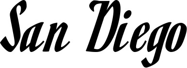 Vorschau des Bootsnamens "San Diego" als Schriftzug für "Bootsbeschriftung Klassisch 93"