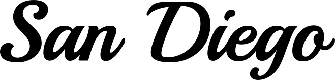 Vorschau des Bootsnamens "San Diego" als Schriftzug für "Bootsbeschriftung Klassisch 86"