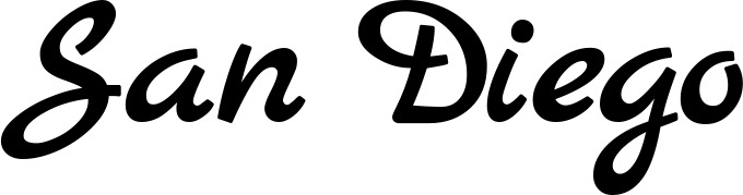 Vorschau des Bootsnamens "San Diego" als Schriftzug für "Bootsbeschriftung Klassisch 45"