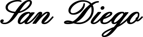 Vorschau des Bootsnamens "San Diego" als Schriftzug für "Bootsbeschriftung Klassisch 107"