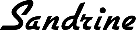 Vorschau des Bootsnamens "Sandrine" als Schriftzug für "Bootsbeschriftung Klassisch 66"