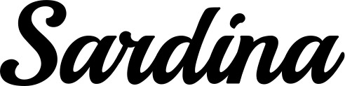 Vorschau des Bootsnamens "Sardina" als Schriftzug für "Bootsbeschriftung Klassisch 86"