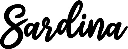 Vorschau des Bootsnamens "Sardina" als Schriftzug für "Bootsbeschriftung Klassisch 74"
