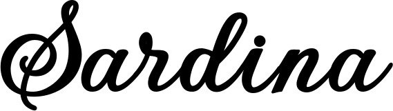 Vorschau des Bootsnamens "Sardina" als Schriftzug für "Bootsbeschriftung Klassisch 69"