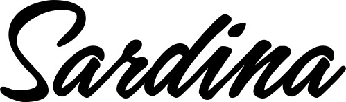 Vorschau des Bootsnamens "Sardina" als Schriftzug für "Bootsbeschriftung Klassisch 71"