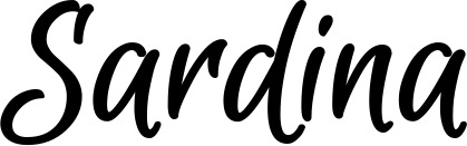 Vorschau des Bootsnamens "Sardina" als Schriftzug für "Bootsbeschriftung Klassisch 105"