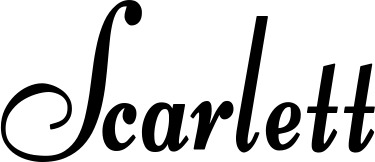 Vorschau des Bootsnamens "Scarlett" als Schriftzug für "Bootsbeschriftung Klassisch 76"