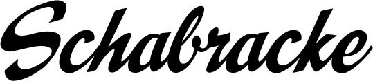 Vorschau des Bootsnamens "Schabracke" als Schriftzug für "Bootsbeschriftung Klassisch 29"
